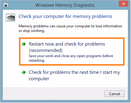 Restart now and check for problems