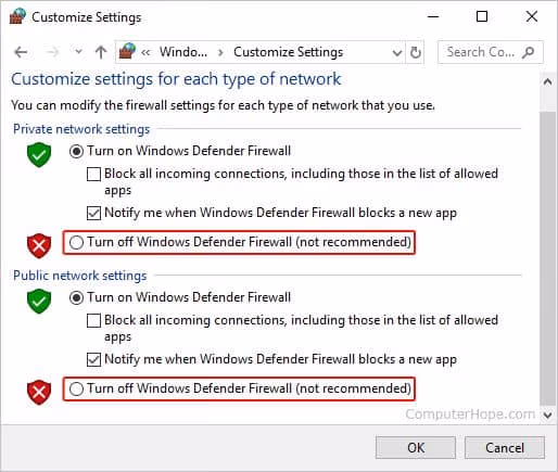 Disable the Antivirus Program and Windows Firewall Temporarily