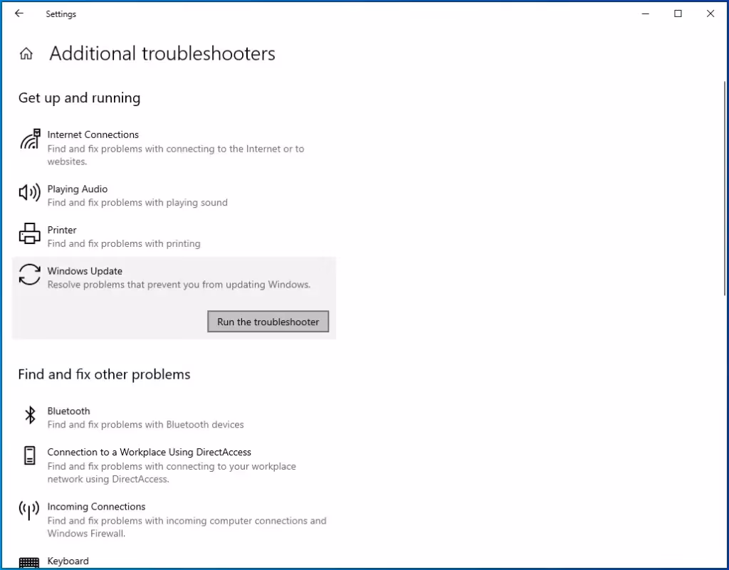Run The Windows Update Troubleshooter