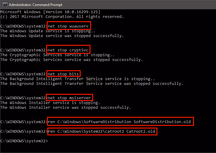 Reset the Components Related to Windows Update