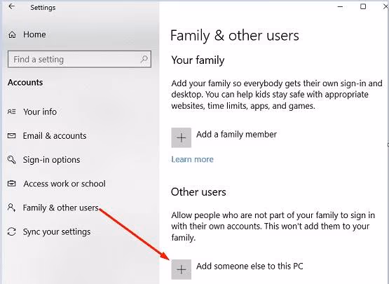 Create a new user account to Fix the Error Code 0x8007139f