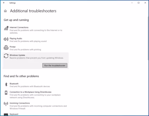 Run The Windows Update Troubleshooter