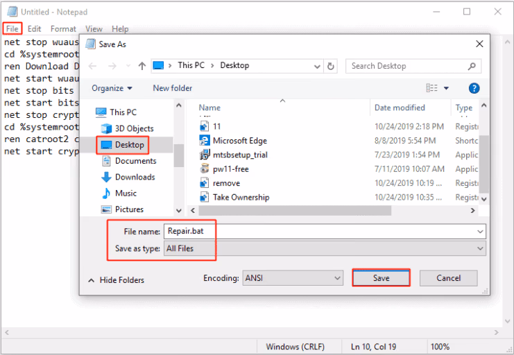 Fix Error 0x80246007 on Windows 10 Using repair.bat