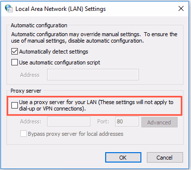 Disable Proxy Server