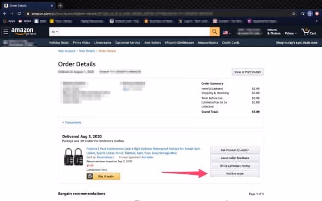 How to Archive Amazon Orders