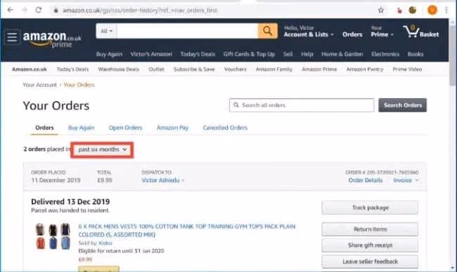 go to the Your Orders page