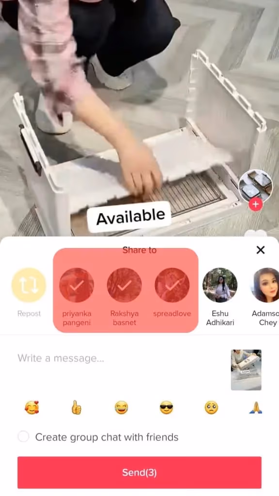 Select multiple friends to share the video