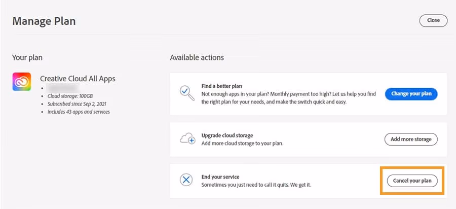 Cancel Your Plan on Adobe CC