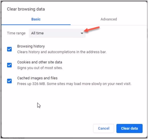 Clear Chrome browsing Data