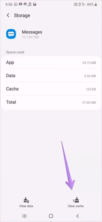 Clear cache to fix Com.Android.MMS error