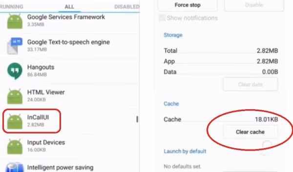 IncallUI Clear Cache
