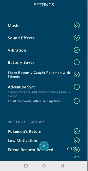 Adventure Sync Enabled on Settings