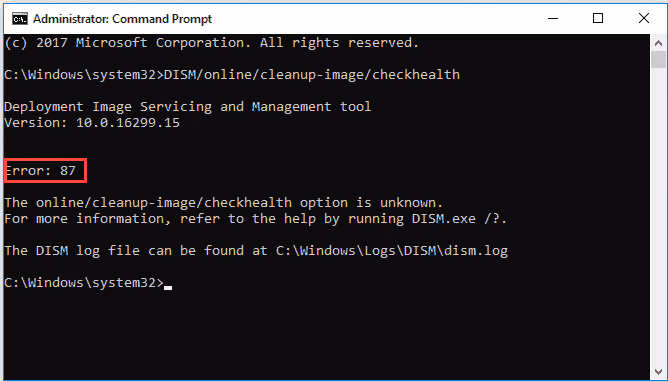 DISM error 87