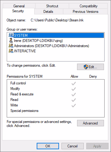 Check if the permissions are set properly