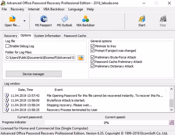 Advanced Office Password Recovery