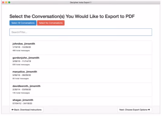 Decipher Messenger Export