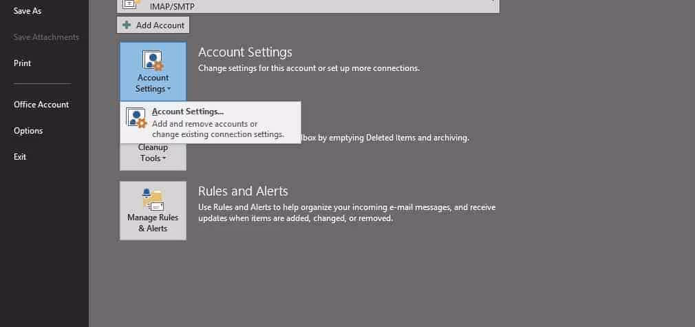 Resolve the Outlook 0x80040119 Error Using Account Settings