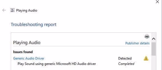 Generic Audio Driver Error