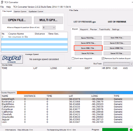 TCX Converter GPX to KML Converter