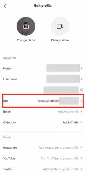 Edit Linktree Profile