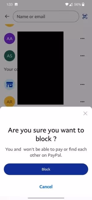 Block Somone on Paypal