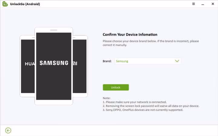 unlockgo for android select your brand