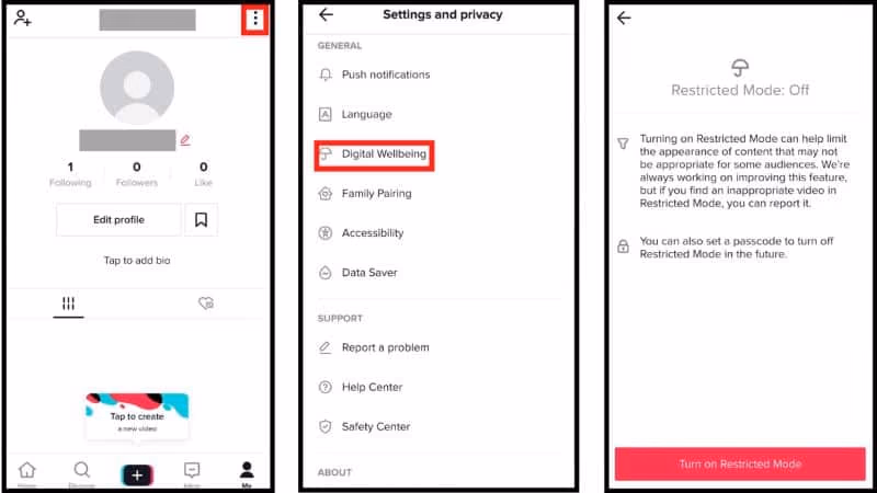 Turn on Restricted Mode to Change My Age on TikTok to 18+