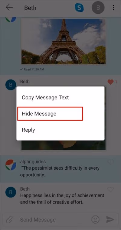 how to delete Groupme messages on Android