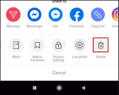 Delete Video from Tiktok