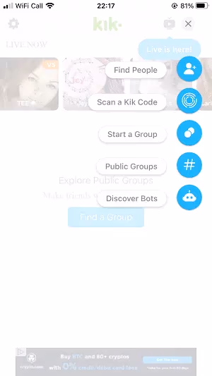 Start a Group on Kik