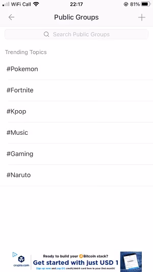 search for relevant keywords or hashtags on Public Groups