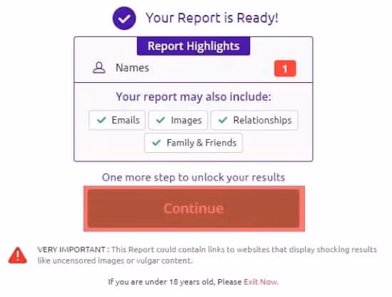 Social Catfish Result