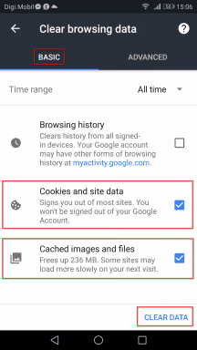 clear browsing data on Android
