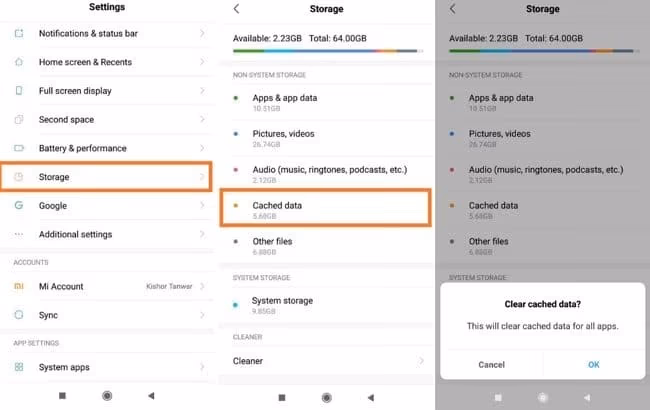 Clear the Data on your mobile and delete its App Cache
