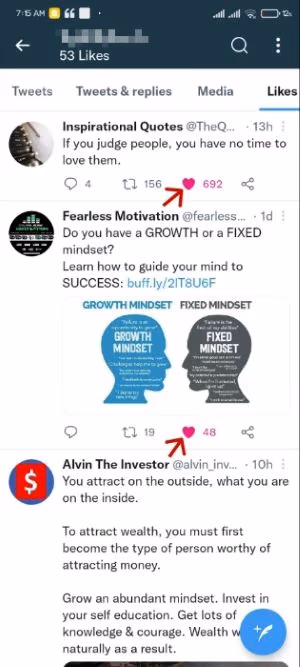 Tap on the Unlike button to Hide Like