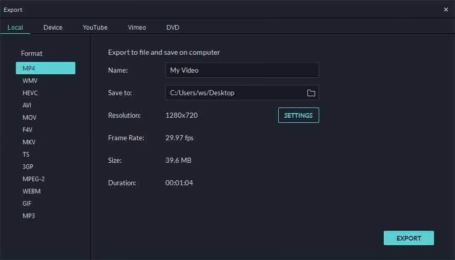 Save Project from Filmora