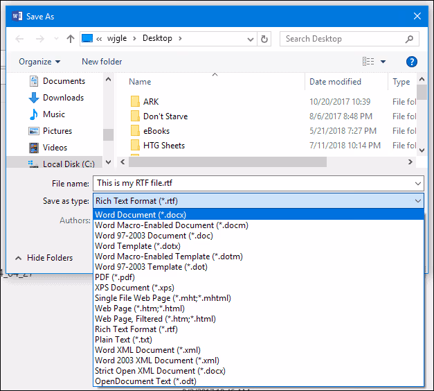 How can you convert an RTF file