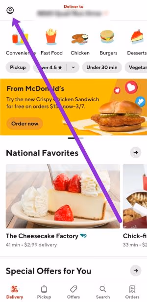 Go to Doordash Account