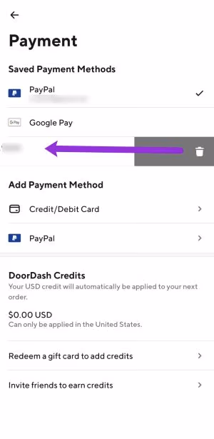Delete Payment Method