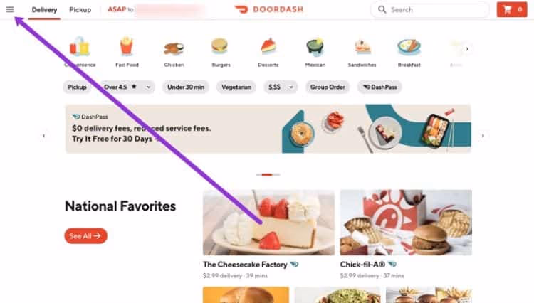 DoorDash Website