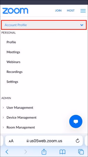 Zoom Account Profile