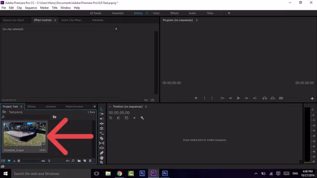 place clip in the sequence