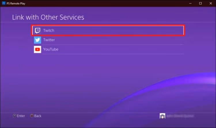 Combine the Twitch account with your PS4
