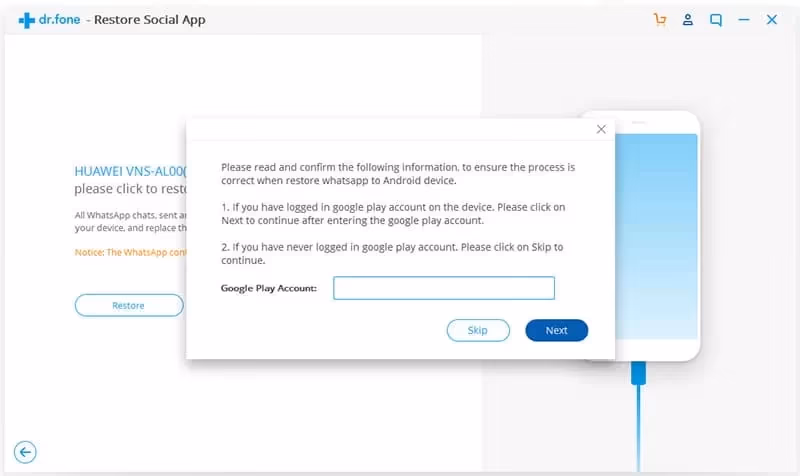Switch from WhatsApp to GBWhatsApp Using dr.fone