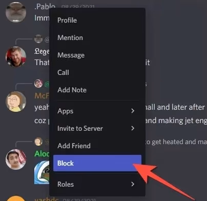 Block a Person on Discord