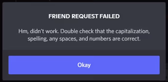 Friend Request Failed