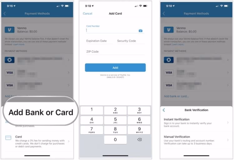Add Card on Venmo Balance