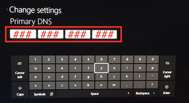 Enter Primary DNS on XBox One