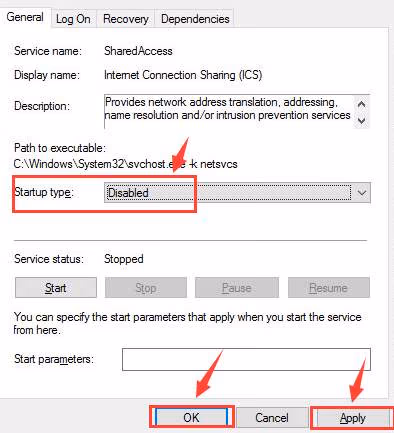 Disabling the services