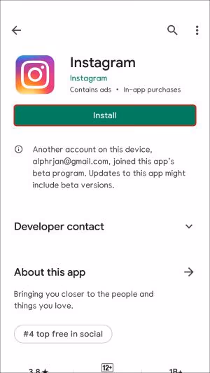 Reinstall the Instagram App